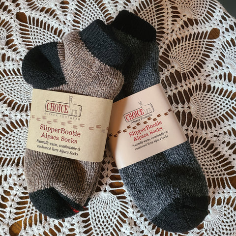 Slipper Bootie Alpaca Socks - Cocoa Brown